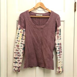 Tie dyed & dusty rose /mauve /blue long sleeve, scoop neck T-shirt, We the Free